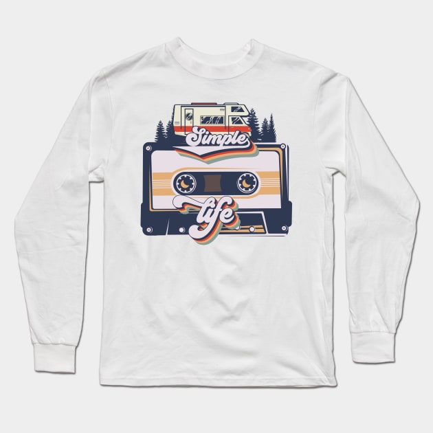 Cute retro camping van cassette music, Van music camping short quote, Simple life Long Sleeve T-Shirt by HomeCoquette